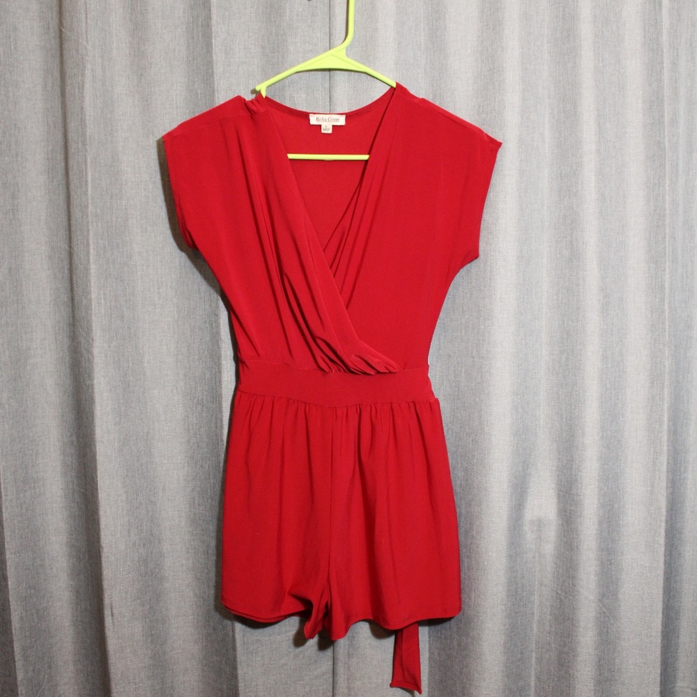 Red Roller Coster Romper, size small